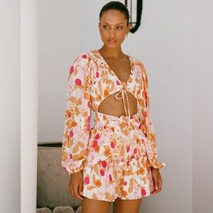 Sabo Lorde Floral Long Sleeve Cutout Dress - Size Small